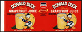 Vintage label DONALD DUCK Florida Grapefruit Juice 1pt 2oz #2 Walt Disney n-mint