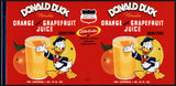 Vintage label DONALD DUCK Florida Orange and Grapefruit Juice #5 Walt Disney