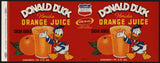 Vintage label DONALD DUCK Florida Orange Juice #1 Mickey Mouse Pluto Walt Disney