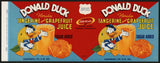 Vintage label DONALD DUCK Florida Tangerine and Grapefruit Juice #1 Walt Disney