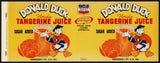 Vintage label DONALD DUCK Florida Tangerine Juice Sugar Added Walt Disney n-mint