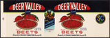 Vintage label DEER VALLEY Cut Beets deer pictured Somerset PA new old stock n-mint+