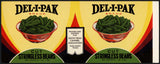 Vintage label DEL-I-PAK Stringless Beans pictured Harlingen Texas unused n-mint