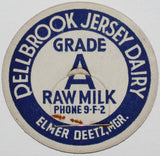 Vintage milk bottle cap DELLBROOK JERSEY DAIRY Elmer Deetz Washougal Washington