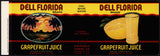 Vintage label DELL FLORIDA Grapefruit Auburndale Canning Highlands City n-mint