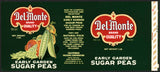 Vintage label DEL MONTE Early Garden Sugar Peas California Packing San Francisco