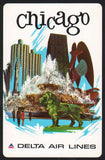 Vintage playing card DELTA AIR LINES Chicago 2nd series Fred Sweney artwork