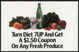 Vintage mail in certificate DIET 7 UP Get Fresh Produce dated 1982 unused n-mint+