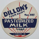 Vintage milk bottle cap DILLONS FARM DAIRY Lisbon Ohio unused new old stock