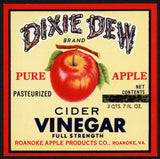 Vintage label DIXIE DEW Cider Vinegar apple pictured Roanoke Virginia n-mint+