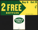Vintage carton stuffer DOUBLE COLA 2 Free Bottles unused new old stock n-mint