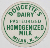 Vintage milk bottle cap DOUCETTES DAIRY creamer size Milan New Hampshire unused