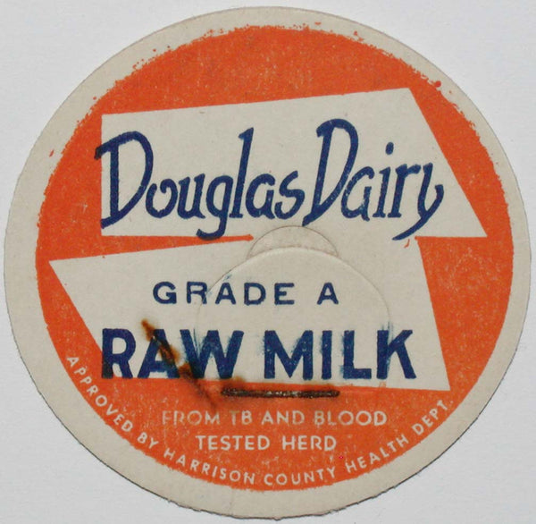 Vintage milk bottle cap DOUGLAS DAIRY Raw Harrison County Bridgeport West Virginia