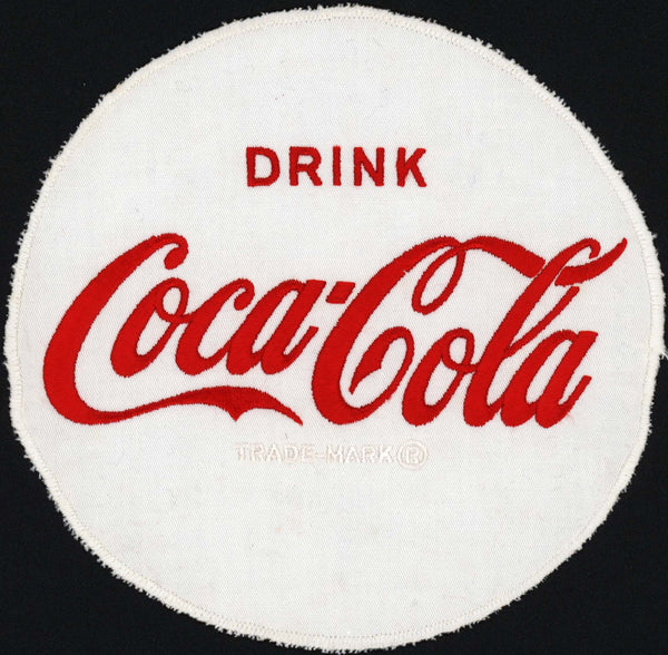 Vintage uniform patch DRINK COCA COLA large round red and white unused excellent++