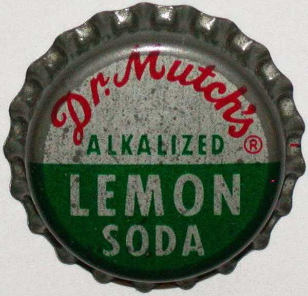 Vintage soda pop bottle cap DR MUTCHS ALKALIZED LEMON cork lined new old stock