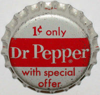 Vintage soda pop bottle cap DR PEPPER 1 Cent Special Offer cork new old stock