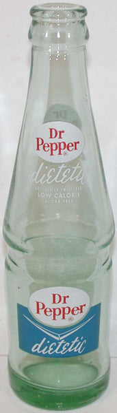 Vintage soda pop bottle DR PEPPER DIETETIC small 6 1/2oz size 3 color excellent++ Rare