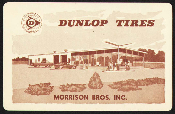 Vintage playing card DUNLOP TIRES building pictured Morrison Bros Greenville Ohio