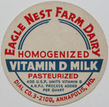 Vintage milk bottle cap EAGLE NEST FARM DAIRY Vitamin D Annapolis Maryland unused