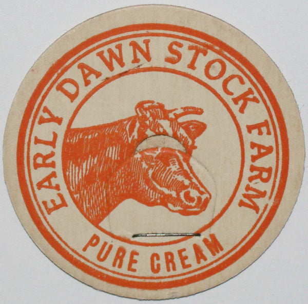 Vintage milk bottle cap EARLY DAWN STOCK FARM Pure Cream cow Mead Nebraska unused