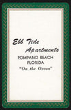 Vintage single playing card EBB TIDE APARTMENTS On The Ocean Pompano Beach Florida