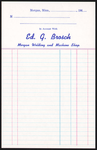 Vintage receipt ED G BROSCH Morgan Welding and Machine Shop 1960s Minnesota