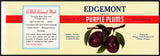 Vintage label EDGEMONT Purple Plums Oregon Fruit Products Salem Oregon n-mint+