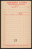 Vintage receipt EDWARDS STORE Groceries and Hardware 1940s Calhoun Missouri
