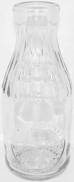 Vintage milk bottle EDW J KAEMMER round embossed quart TREQ Meriden Connecticut