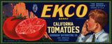 Vintage label EKCO California Tomatoes Kavanagh Los Angeles new old stock n-mint+