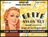 Vintage hair net ELITE NYLON NET Bobbed Size Dupont woman pictured unused n-mint+