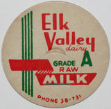 Vintage milk bottle cap ELK VALLEY DAIRY Raw Phone 38-731 Charleston West Virginia