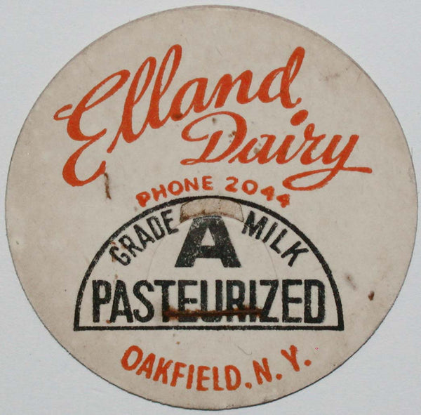 Vintage milk bottle cap ELLAND DAIRY Phone 2044 Oakfield New York new old stock