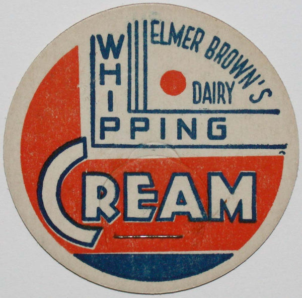 Vintage milk bottle cap ELMER BROWNS DAIRY Whipping Cream Baker Oregon unused