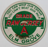 Vintage milk bottle cap ELM GROVE Raw Jersey Bowling Green Kentucky new old stock