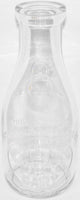 Vintage milk bottle ELM PLACE DAIRY round embossed quart TREQ Wheaton Illinois