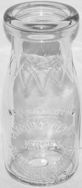Vintage milk bottle EMMONS DAIRY Jersey embossed half pint Big Rapids Michigan