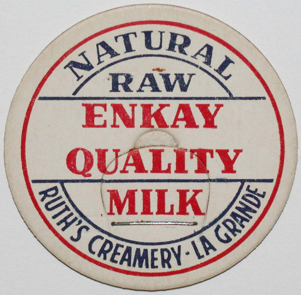 Vintage milk bottle cap ENKAY Quality Milk Ruths Creamery La Grande Oregon unused