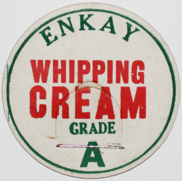 Vintage milk bottle cap ENKAY Whipping Cream La Grande Oregon new old stock