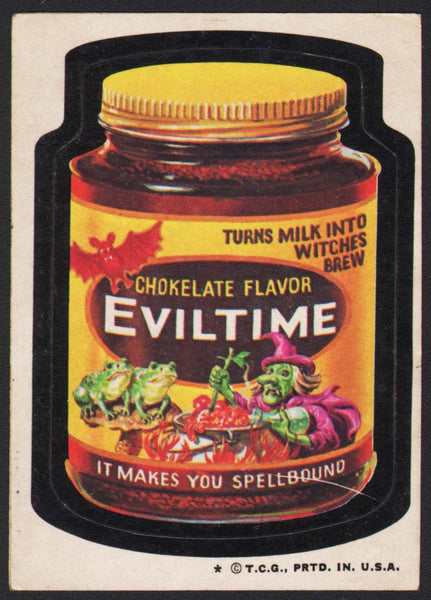 Vintage Topps Wacky Packages original sticker tan back EVILTIME Chokelate Flavor