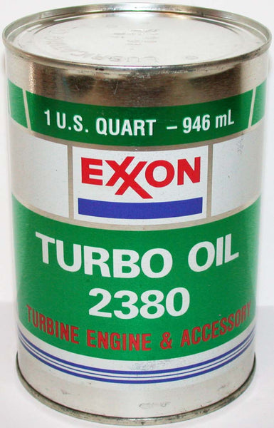 Vintage motor oil can EXXON Turbo Oil 2380 round metal quart size excellent++