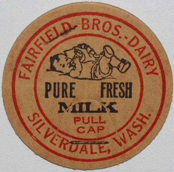 Vintage milk bottle cap FAIRFIELD BROS DAIRY baby pictured Silverdale Washington