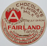 Vintage milk bottle cap FAIRLAND FARMS Chocolate Russell Miller Sunbury Ohio unused