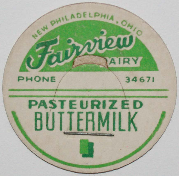 Vintage milk bottle cap FAIRVIEW DAIRY Buttermilk New Philadelphia Ohio unused