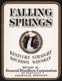 Vintage label FALLING SPRINGS Kentucky Bourbon Whiskey Louisville Kentucky n-mint+