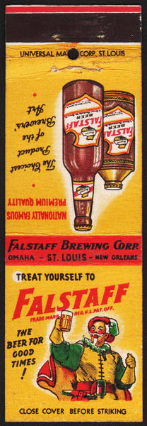 Vintage matchbook cover FALSTAFF Beer Omaha St Louis New Orleans John Falstaff