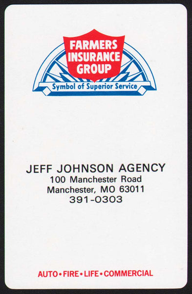 Vintage playing card FARMERS INSURANCE GROUP Jeff Johnson Agency Manchester MO