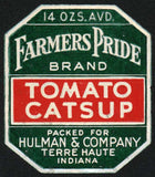 Vintage label FARMERS PRIDE Tomato Catsup Hulman Terre Haute Indiana n-mint+