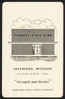 Vintage playing card FARMERS STATE BANK building pictured Lockwood Missouri