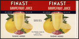 Vintage label FINAST Grapefruit Juice #2 Somerville Mass new old stock n-mint